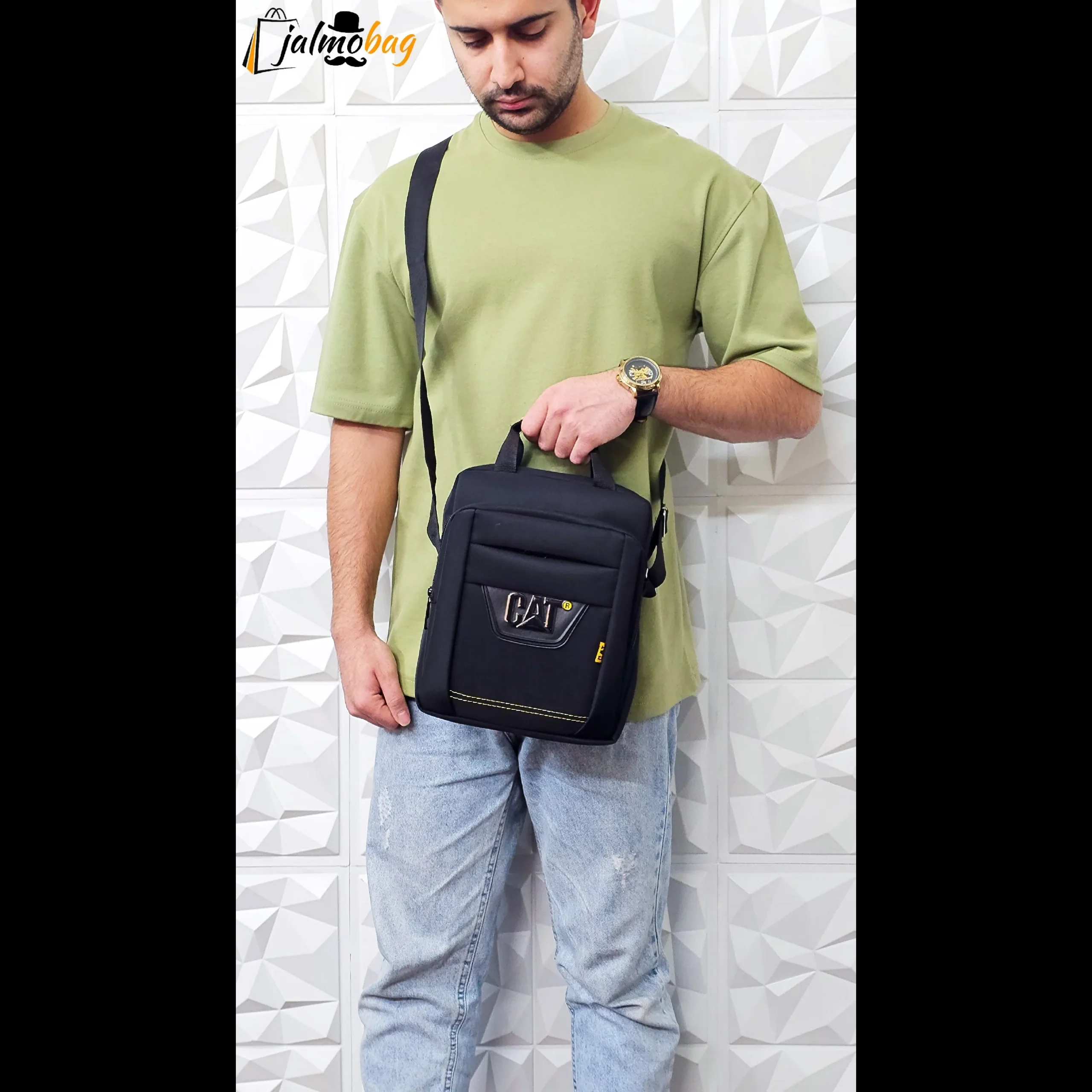 کیف دوشی مردانه برزنتی دیبا کت کوچک مشکی - Image 3