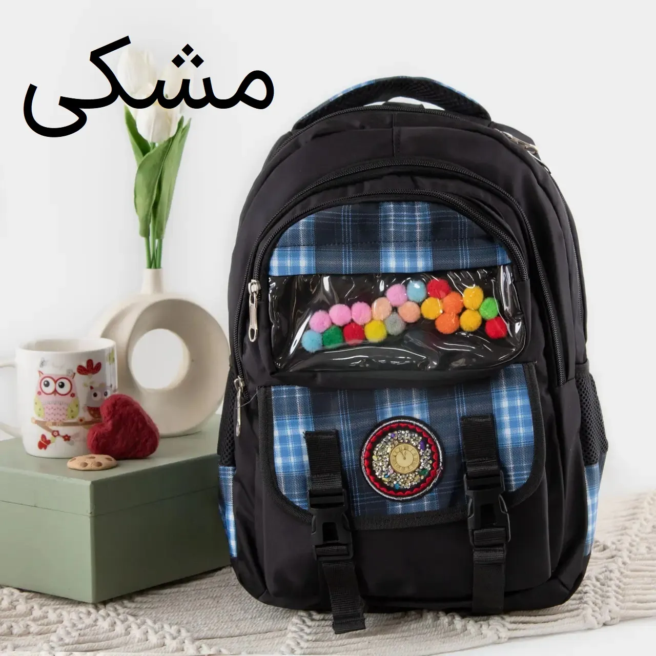 کوله پشتی مدرسه و دانشگاه پارچه ای با بند بلند و 6 جیب بیرونی ابعاد 40 در 30 در 15 سانتیمتر - Image 7