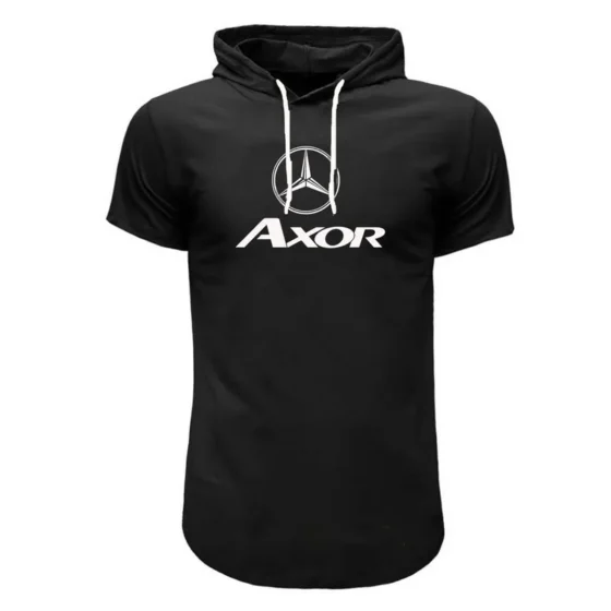 تیشرت کلاه دار مردانه طرح akor مدل b6000 سفید و قرمز
