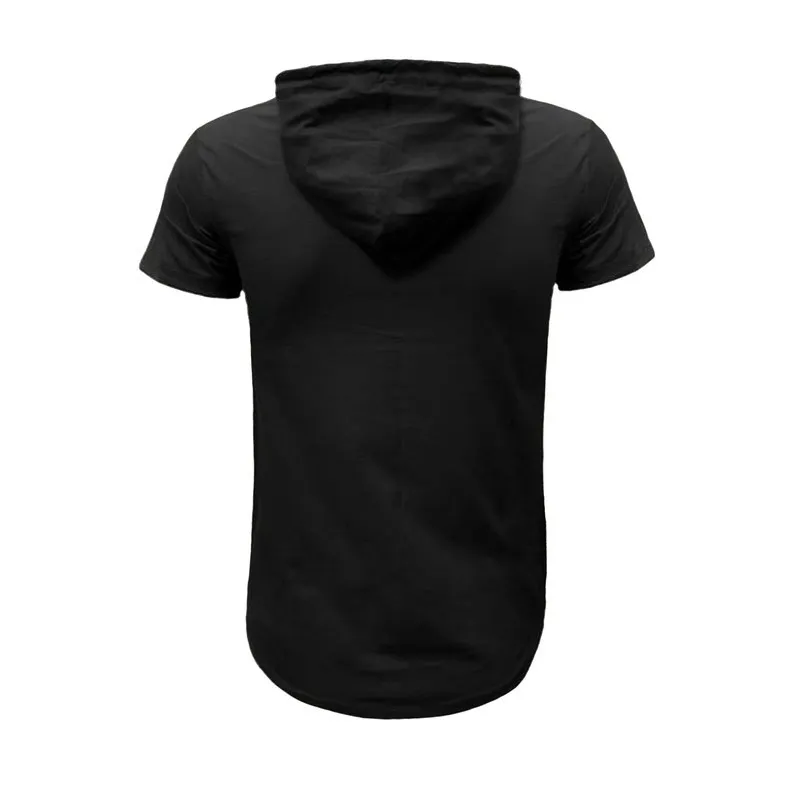 تیشرت کلاه دار مردانه مشکی طرح Gap مدل f6857 آستین کوتاه - Image 2