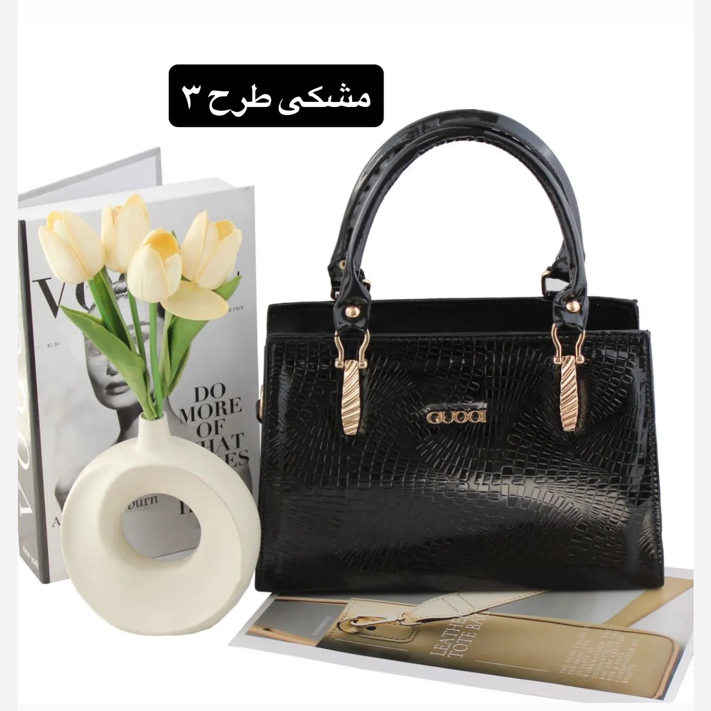کیف زنانه رسمی و مجلسی چرم مصنوعی با بند بلند - Image 4
