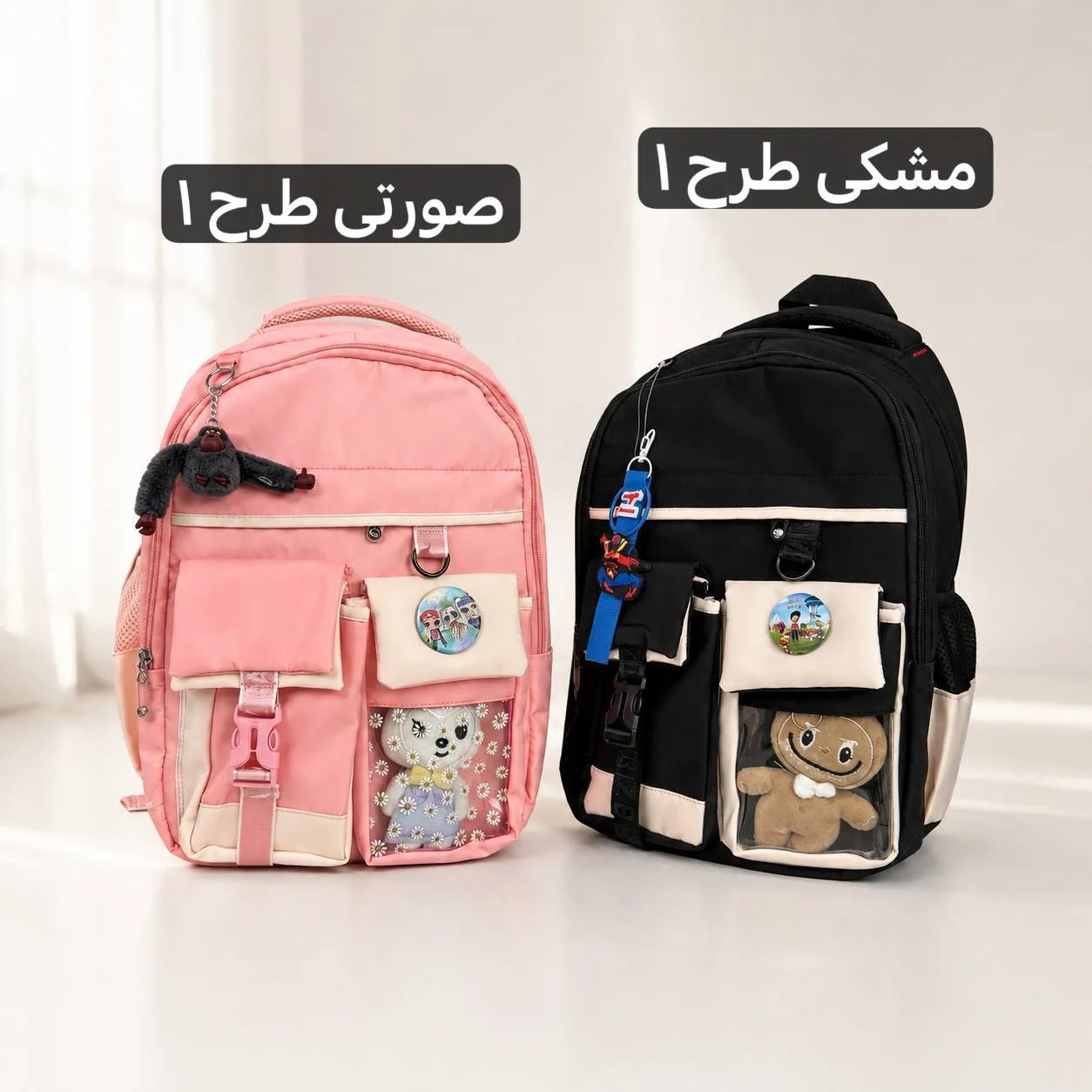 کوله پشتی بچگانه عروسکدار پارچه ای ابعاد 43 در 32 سانتیمتر - Image 4
