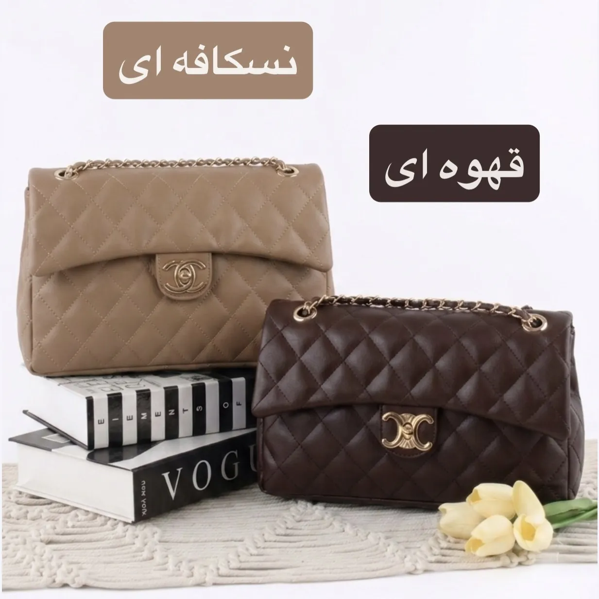 کیف پاسپورتی چرم مصنوعی زنانه روزمره بند بلند قهوه ای - Image 7