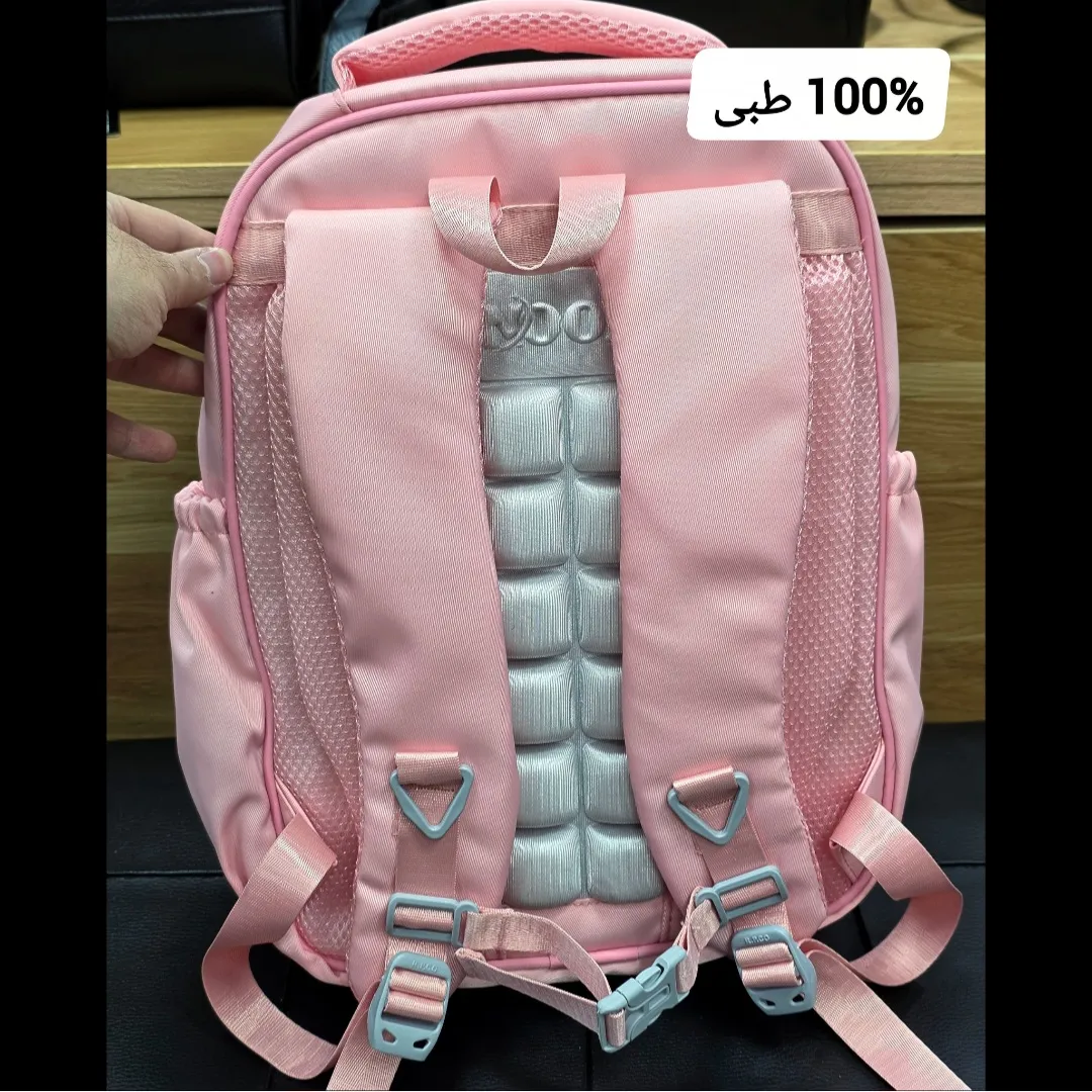 کوله پشتی دخترانه کرومی ضد آب مناسب کلاس اول تا چهارم طبی و جادار - Image 9
