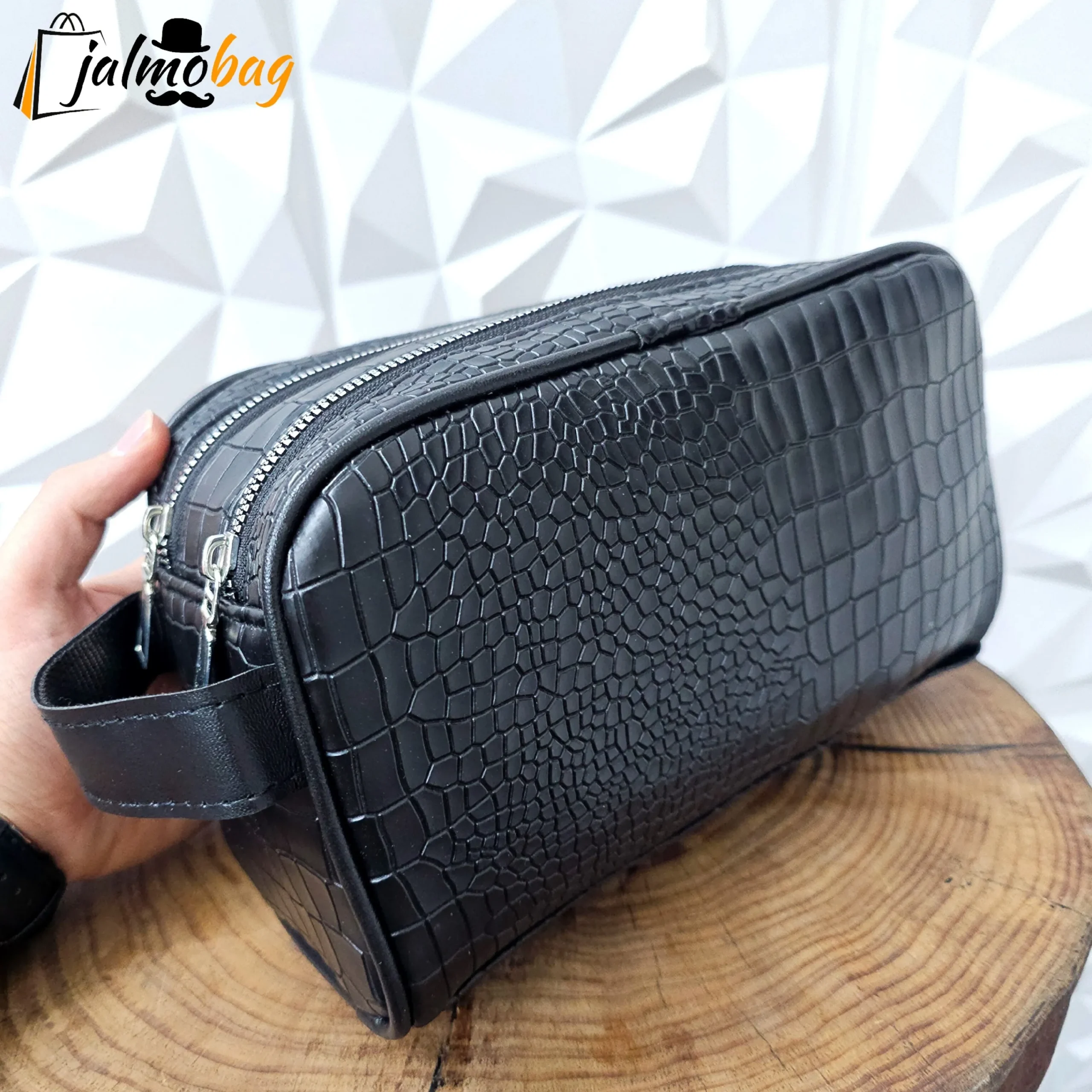 کیف دستی مردانه چرم صنعتی ضخیم دو خانه بند دستی - Image 14