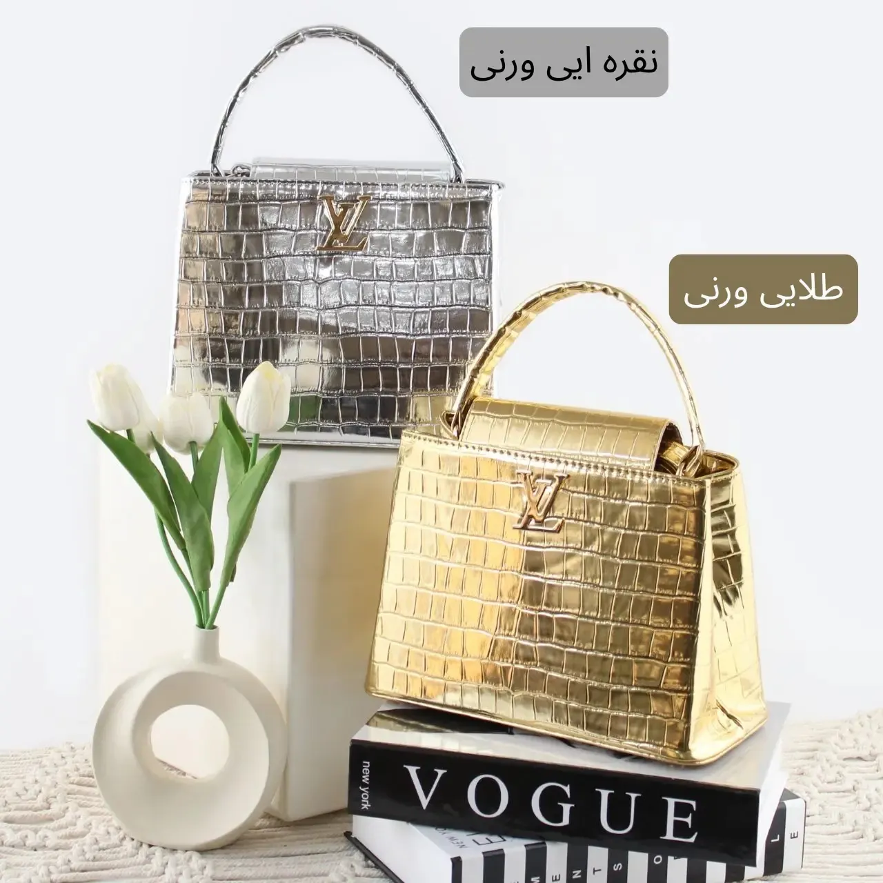 کیف زنانه چرم مصنوعی رسمی و مهمانی با بند بلند - Image 6