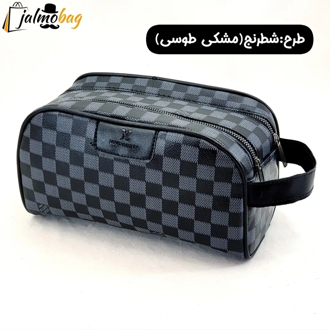 کیف دستی مردانه چرم صنعتی ضخیم دو خانه بند دستی - Image 9
