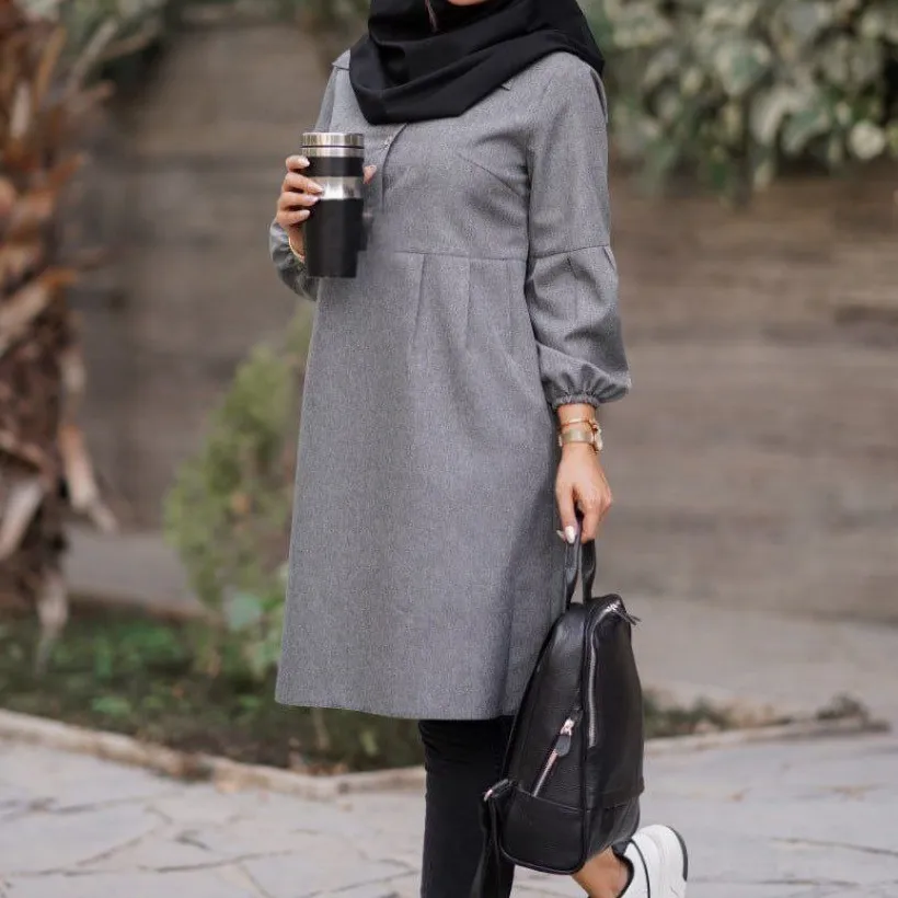مانتو زنانه مدل شادی جنس پرشیا سایز 1 و 2 رنگ مشکی طوسی نسکافه ای سرمه ای - Image 5