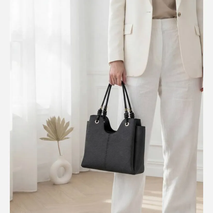 کیف زنانه روزمره پارچه ای طرح کنف با ابعاد 30 در 25 سانتیمتر - Image 3