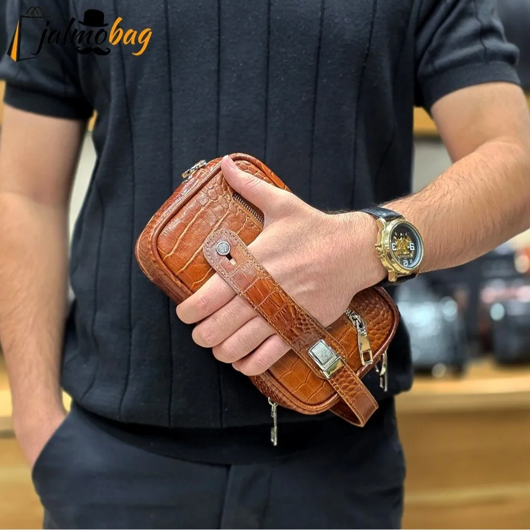 کیف دستی و دوشی چرم طبیعی گاوی دو خانه مدل شوزبگ - Image 11