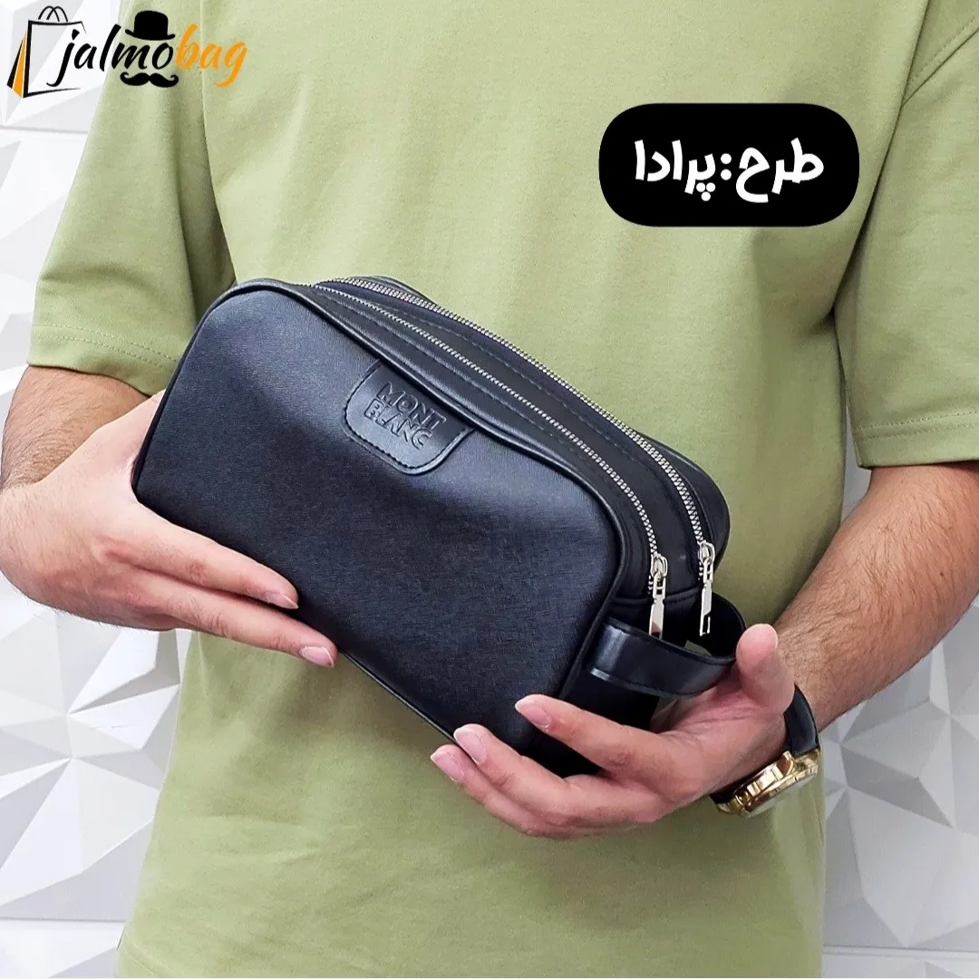 کیف دستی مردانه چرم صنعتی ضخیم دو خانه بند دستی - Image 8