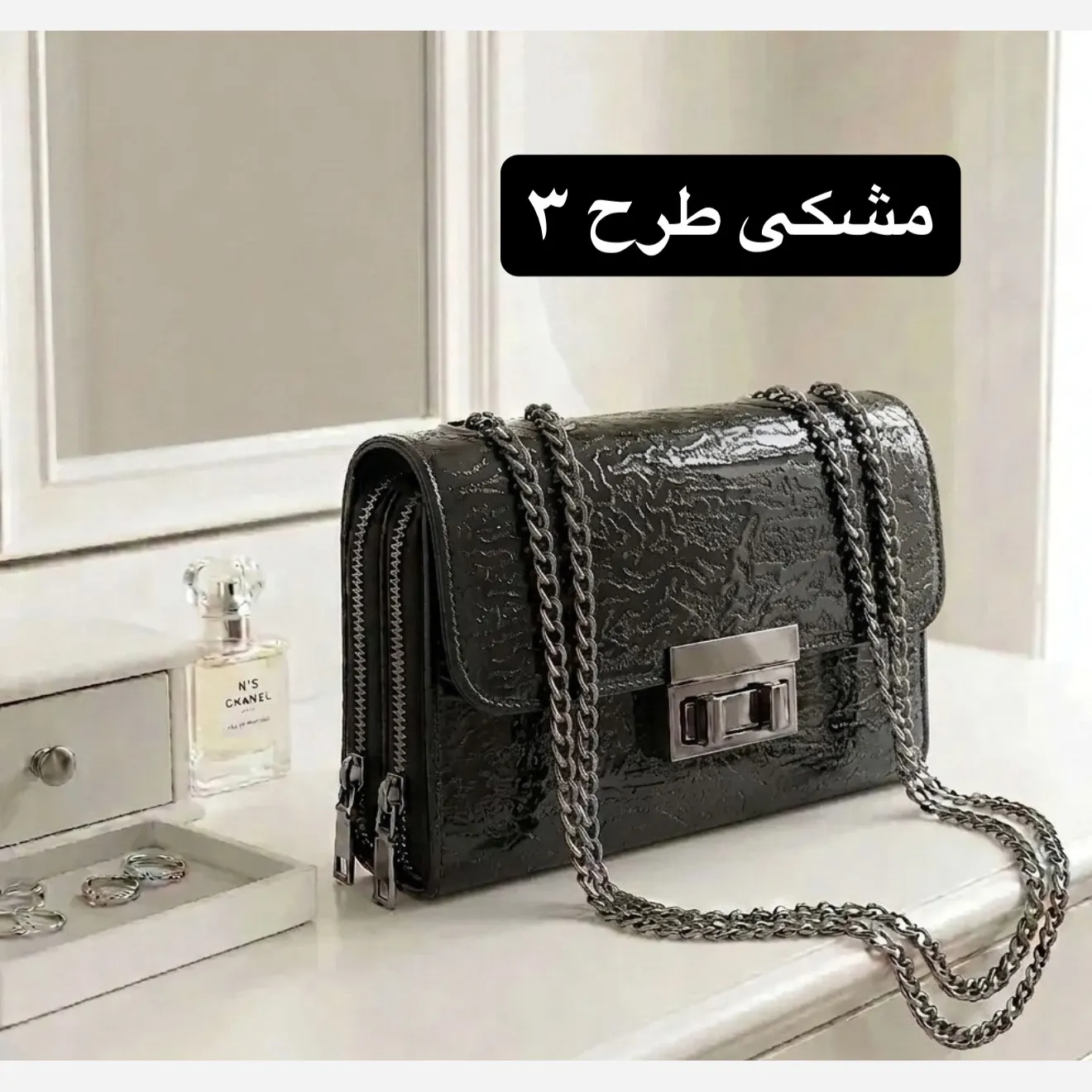 کیف پاسپورتی زنانه چرم مصنوعی بند بلند مجلسی و رسمی - Image 4