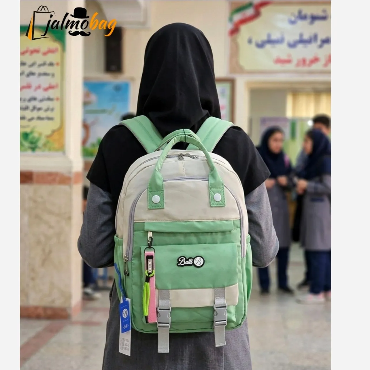 کوله پشتی مدرسه ضد آب رنگی مناسب دبستان و راهنمایی - Image 6