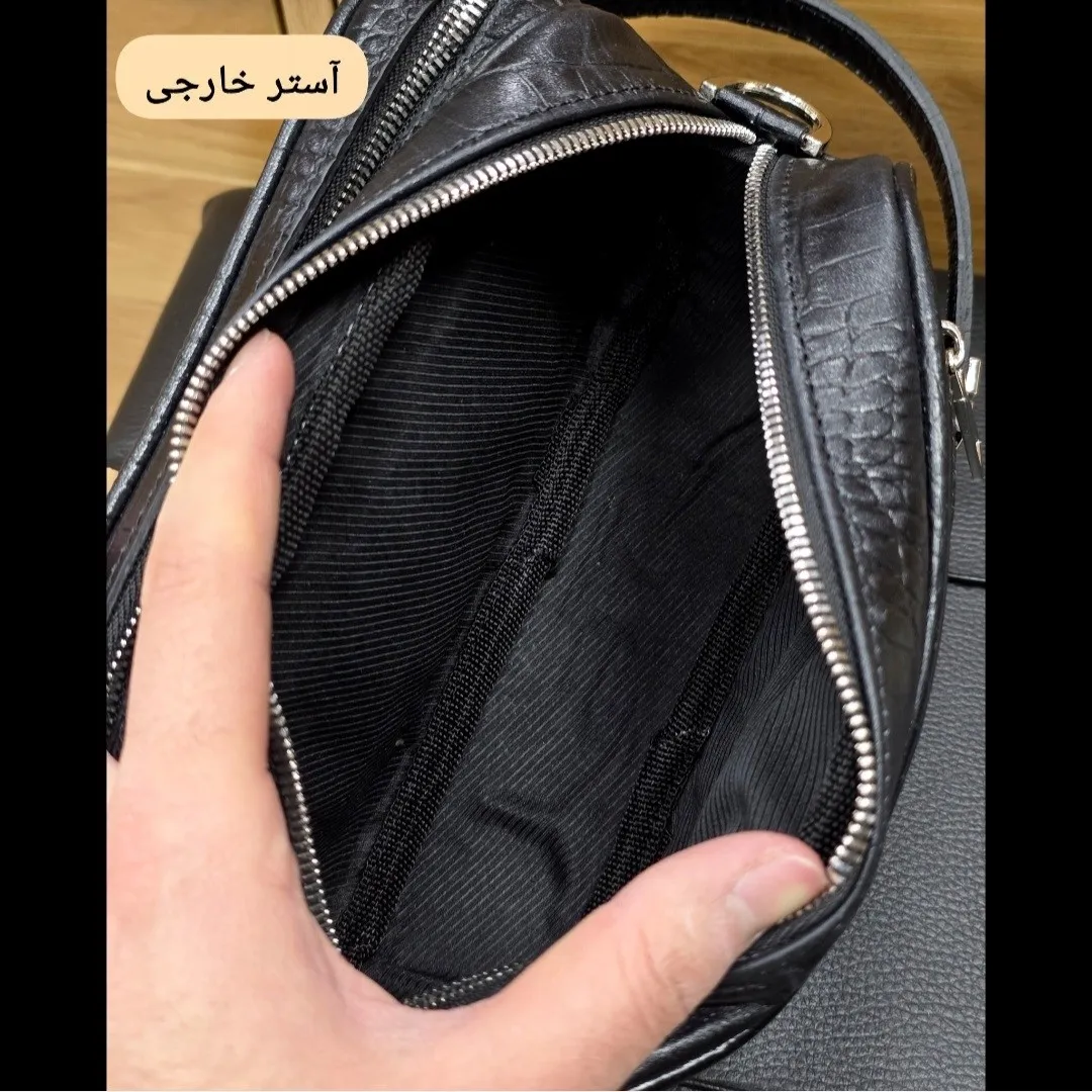 کیف دستی و دوشی چرم طبیعی گاوی دو خانه مدل شوزبگ - Image 19