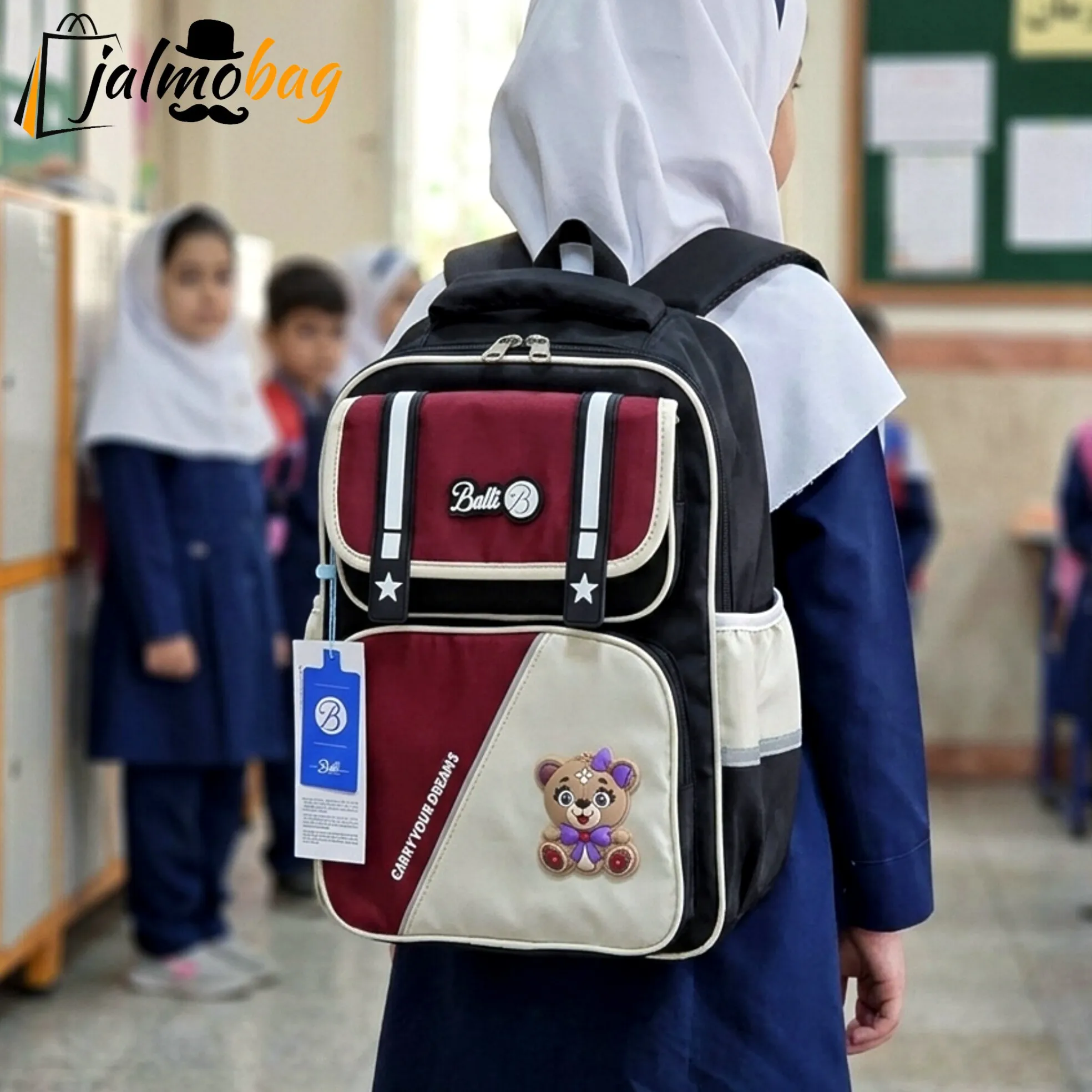 کولهپشتی دخترانه طرح تدی برند پرزیدنت مناسب پیش دبستانی و ابتدایی - Image 2