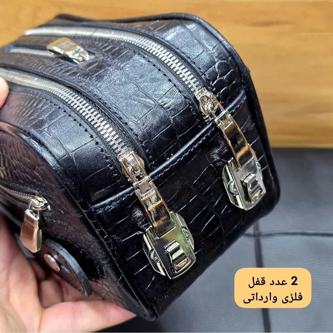 کیف دستی چرم طبیعی چرم ظفر دو خانه با جاکارتی و رمزدار - Image 6