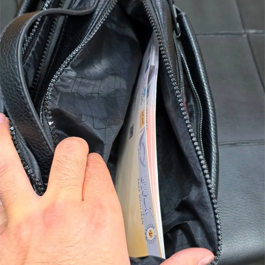 کیف دستی مردانه مونت بلانک چرم دوحالته چهار زیپ مدل دبل فیس - Image 10