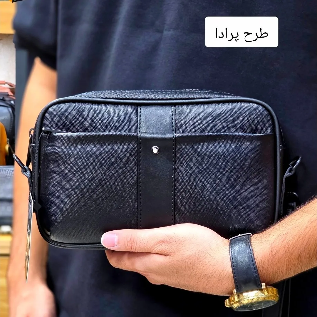 کیف دستی و دوشی مونت بلانک چرم صنعتی سه کاره - Image 5