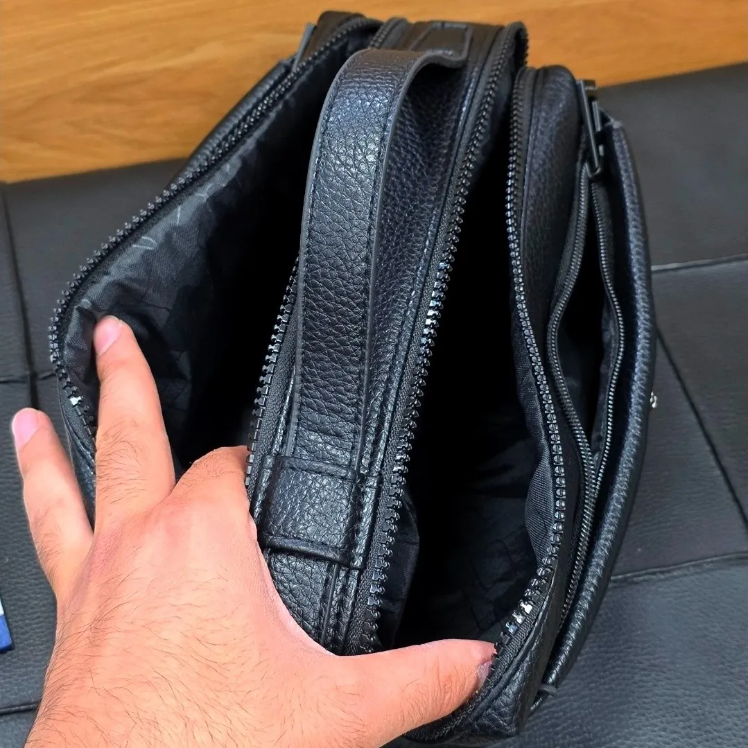 کیف دستی مردانه مونت بلانک چرم دوحالته چهار زیپ مدل دبل فیس - Image 14