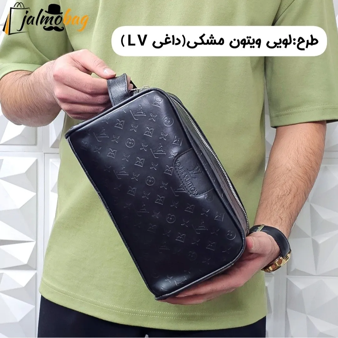 کیف دستی مردانه چرم صنعتی ضخیم دو خانه بند دستی - Image 3