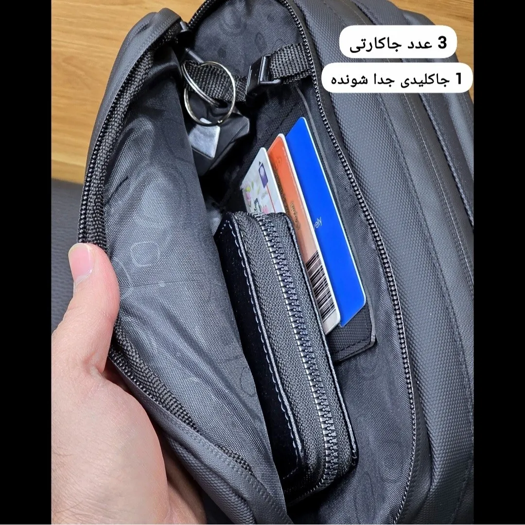 کیف دستی مردانه ضد آب گرین لاین جنس اسکین سیلیکون خارجی سه خانه - Image 7