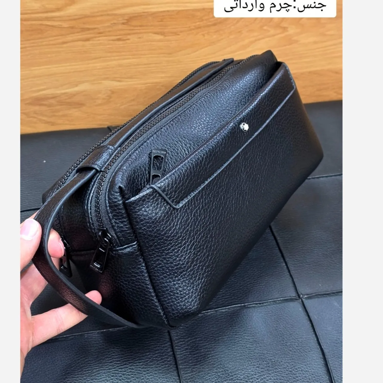 کیف دستی مردانه مونت بلانک چرم دوحالته چهار زیپ مدل دبل فیس - Image 12