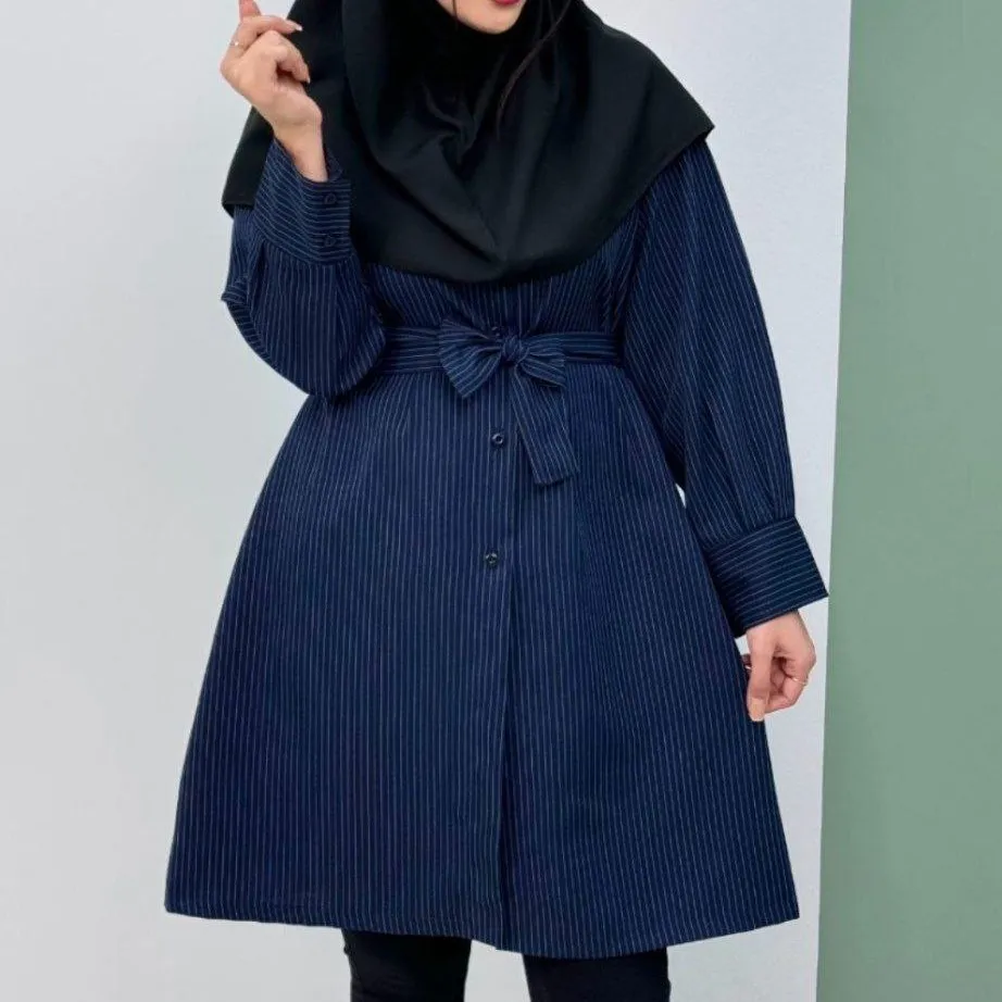 مانتو عروسکی دیپلمات مدل سونیا جنس دیپلمات پرشیا رنگ بندی مشکی سرمه ای طوسی - Image 2