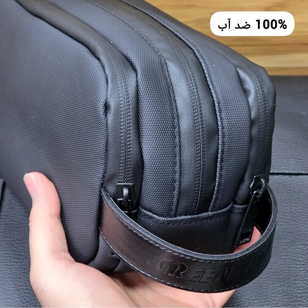 کیف دستی مردانه ضد آب گرین لاین جنس اسکین سیلیکون خارجی سه خانه - Image 11