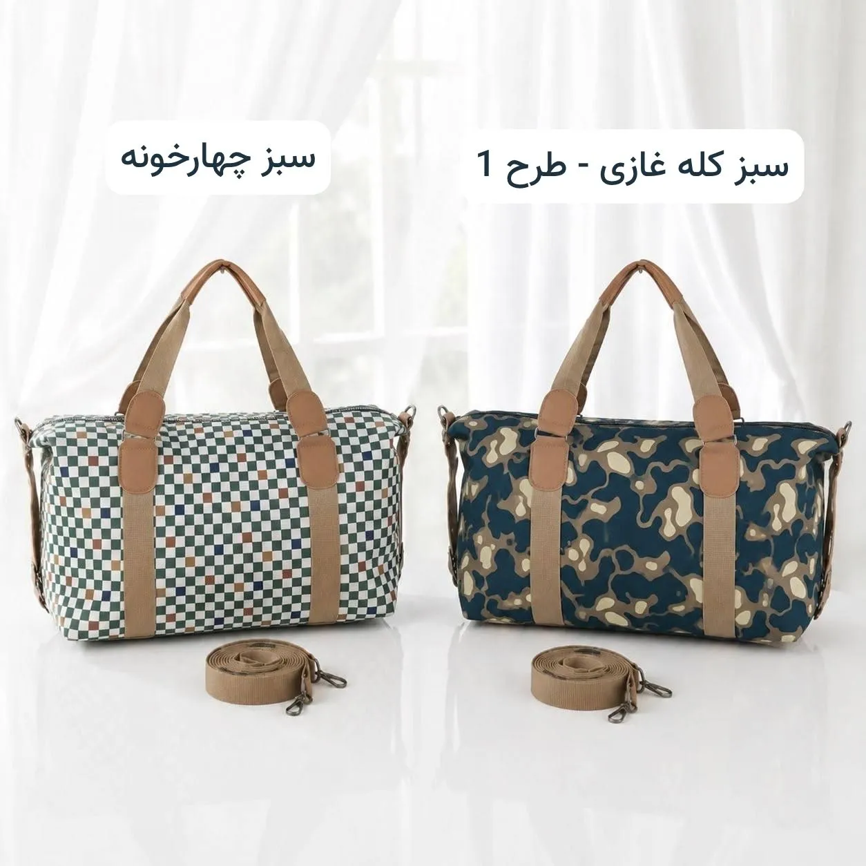 ساک مسافرتی و استخری پارچه کره ای با بند بلند و زیپ - Image 4