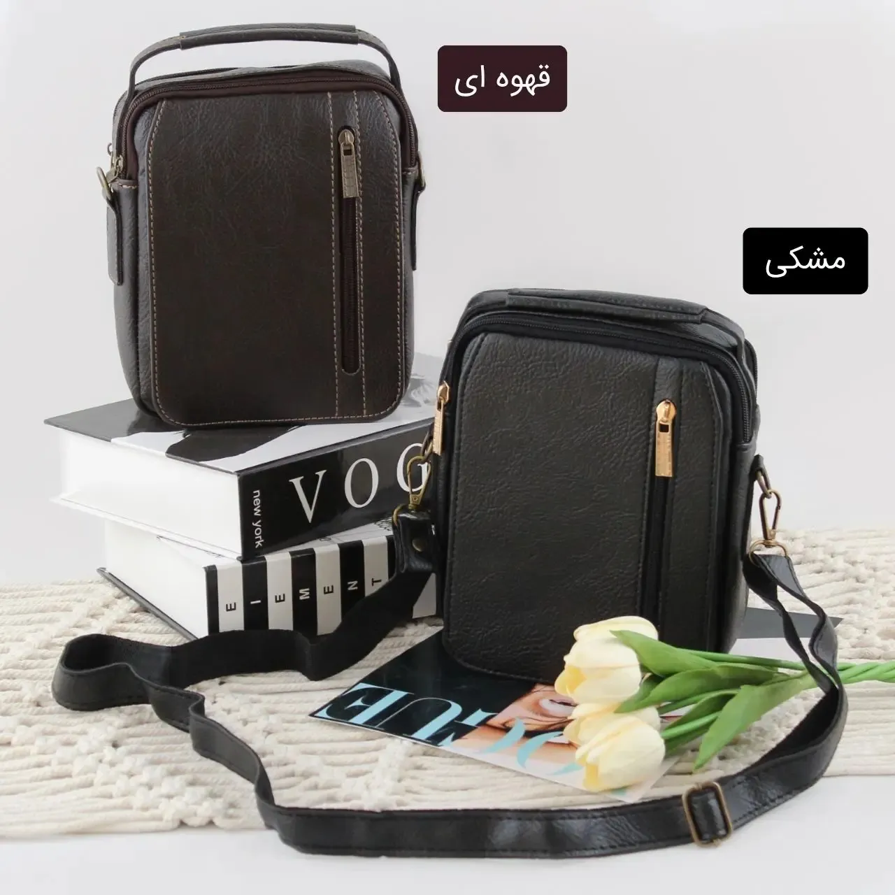 کیف مردانه چرم مصنوعی اسپرت و روزمره با بند بلند - Image 3