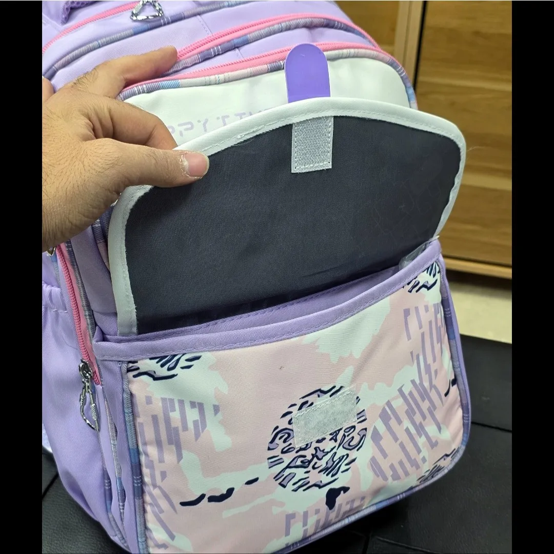 کوله پشتی مدرسه دخترانه ضد آب پارچه ریپس وارداتی مناسب کلاس اول تا چهارم - Image 14