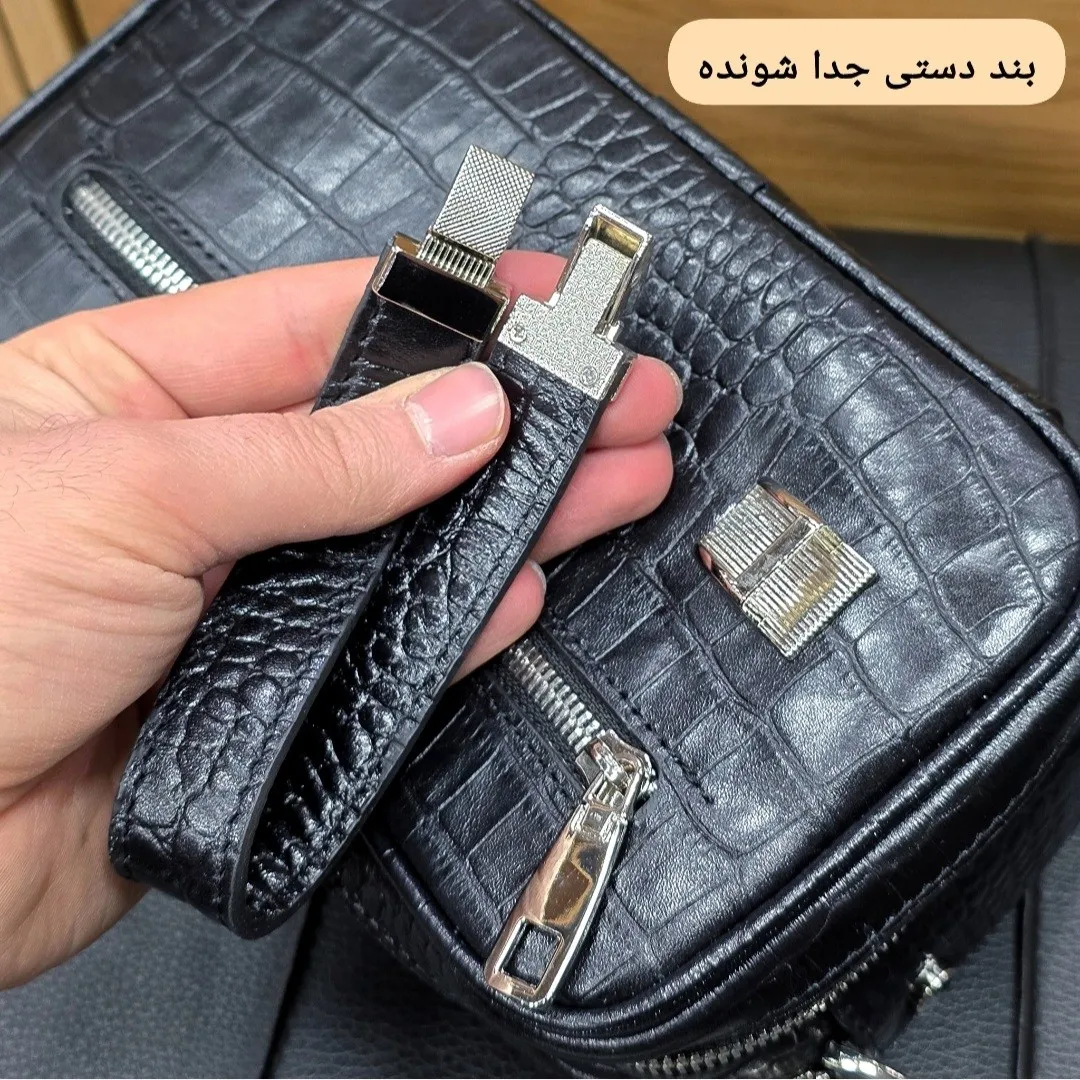 کیف دستی و دوشی چرم طبیعی گاوی دو خانه مدل شوزبگ - Image 16