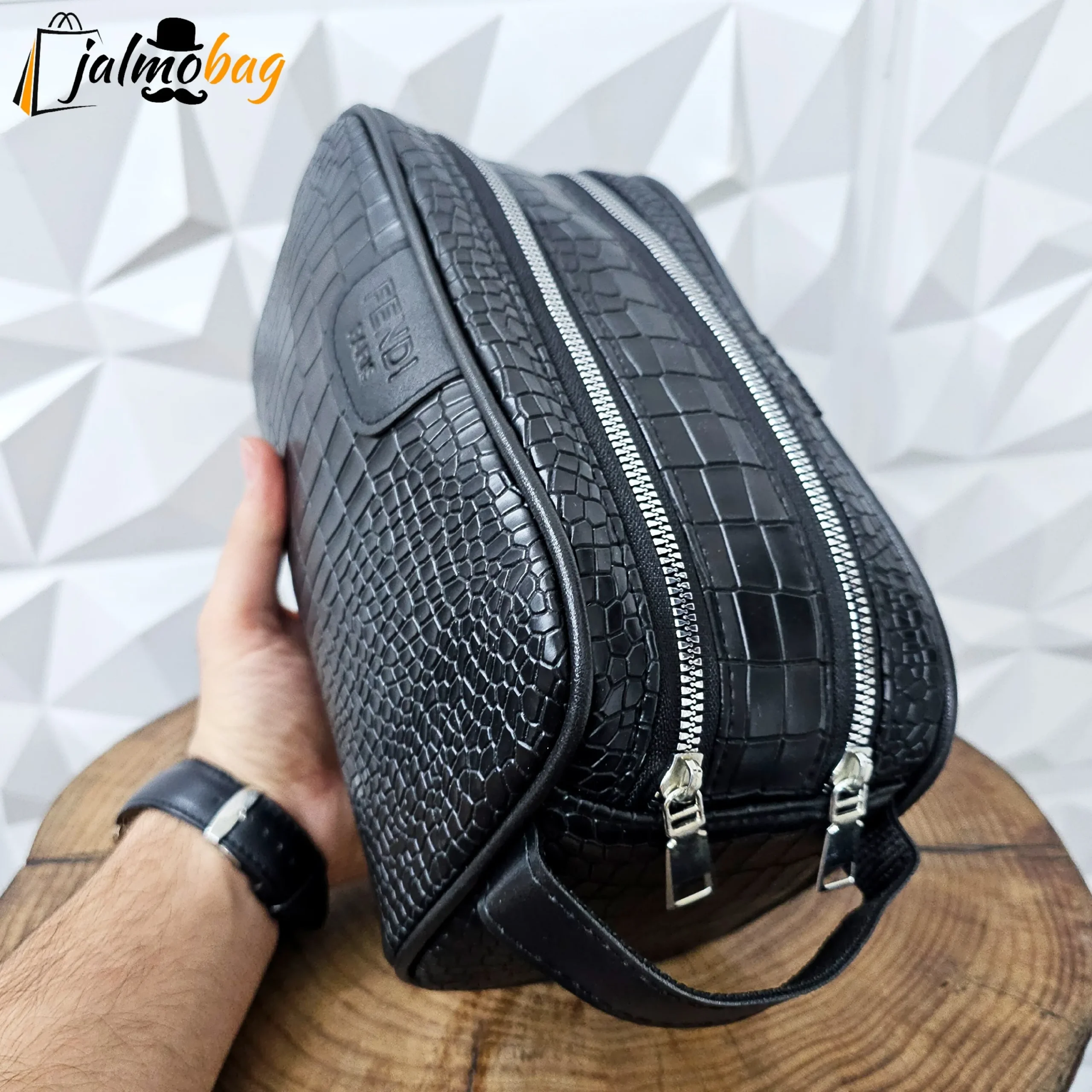 کیف دستی مردانه چرم صنعتی ضخیم دو خانه بند دستی - Image 13