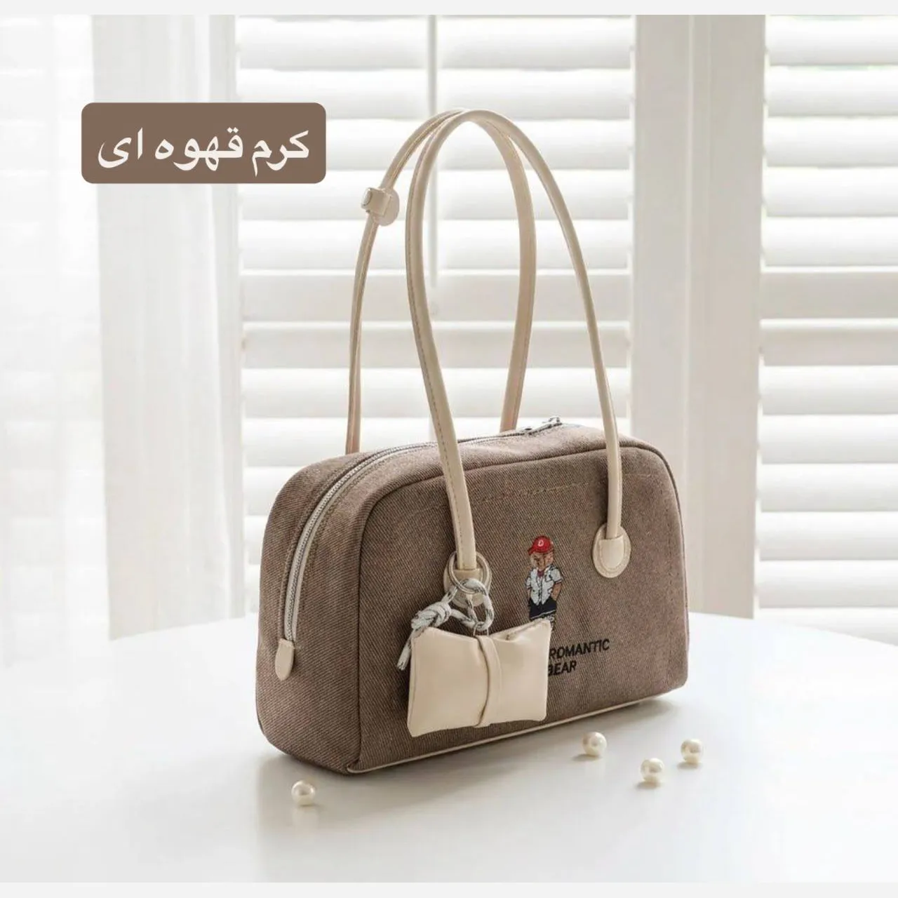 کیف زنانه روزمره پارچه ای طرح کنف با آستر ساتن - Image 4