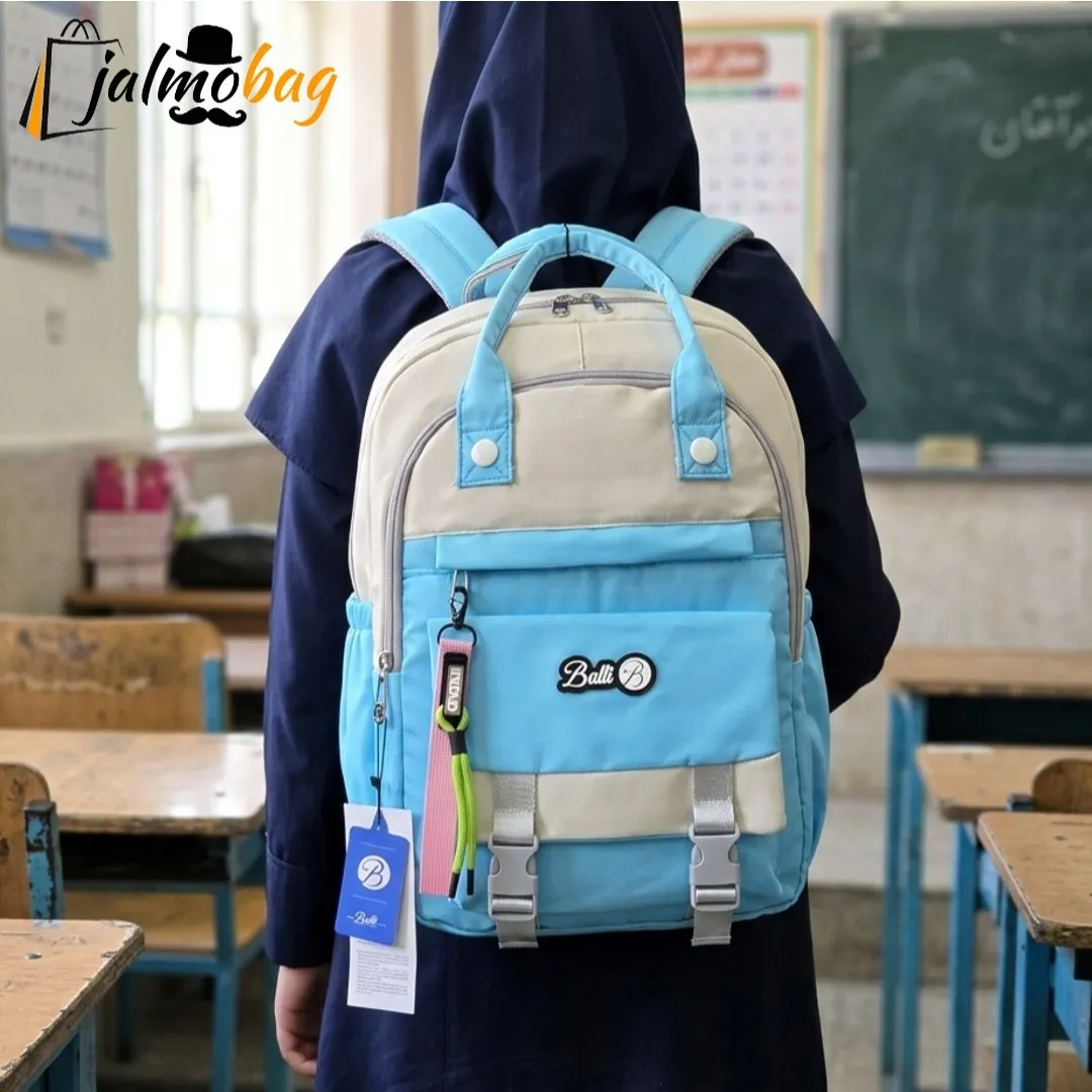 کوله پشتی مدرسه رنگی ضد آب مناسب دبستان و راهنمایی ارتفاع 40 سانتیمتر - Image 7
