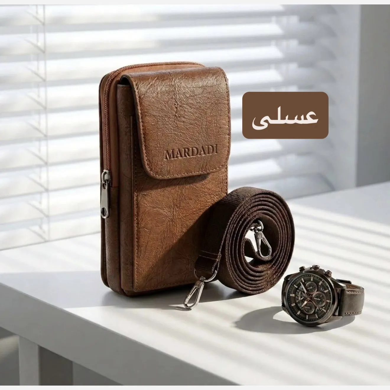 کیف مردانه جاموبایلی چرم مصنوعی روزمره - Image 4