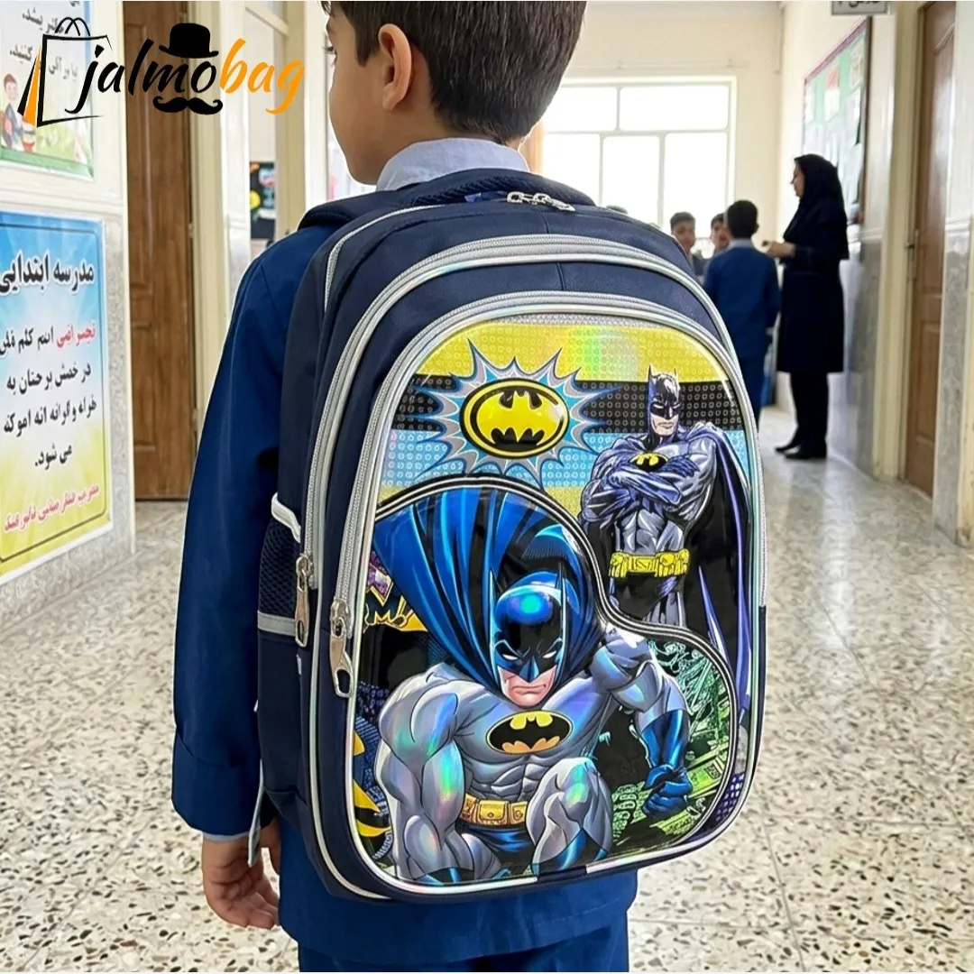 کوله پشتی مدرسه پسرانه مقطع ابتدایی سه خانه ضدتعریق طرح عکسدار - Image 7