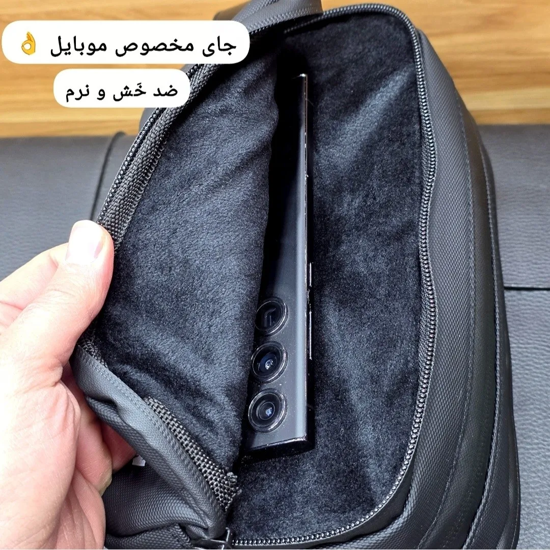 کیف دستی مردانه ضد آب گرین لاین جنس اسکین سیلیکون خارجی سه خانه - Image 6