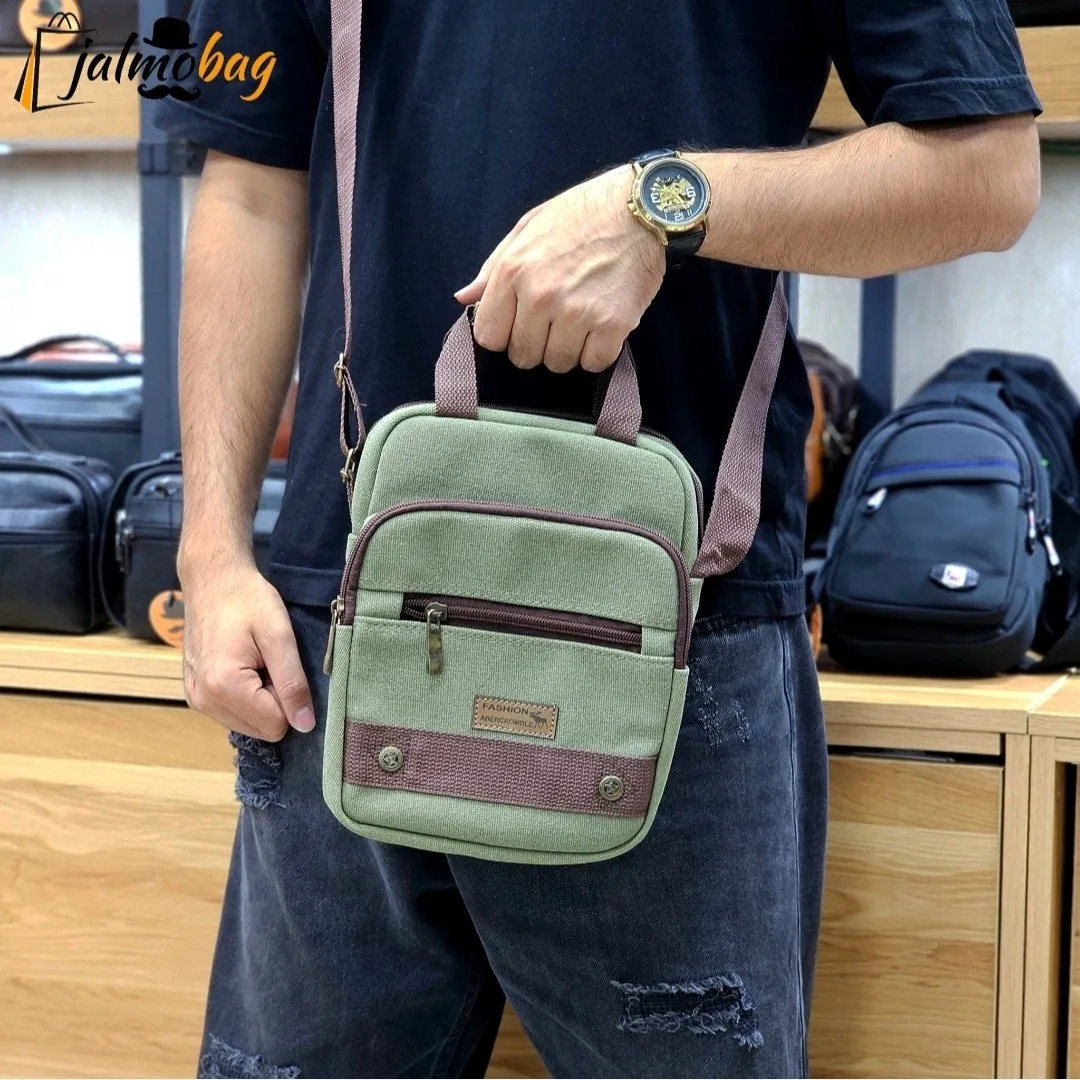 کیف دوشی برزنت ضخیم دو خانه دارای محفظه تبلت - Image 3