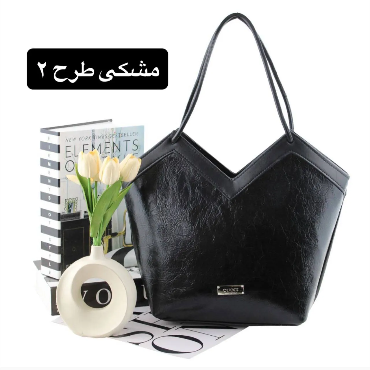 کیف زنانه چرم مصنوعی روزمره و رسمی دو جیب بیرونی با آستر ساتن - Image 3